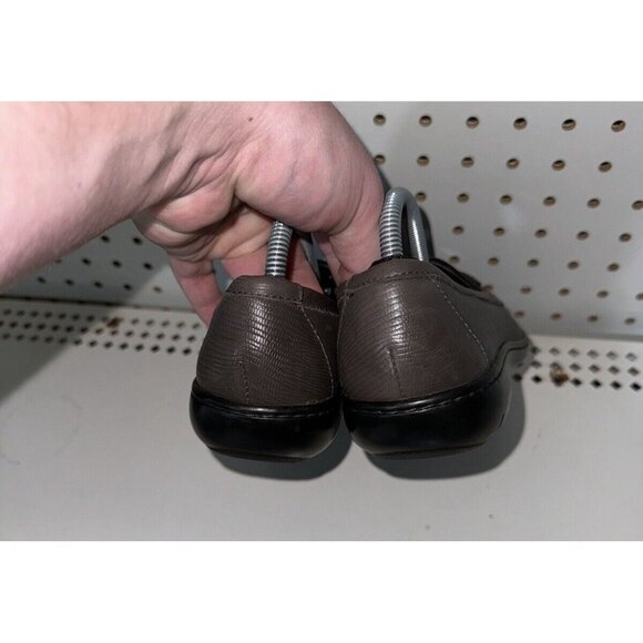 Clarks Bendables Womens Leather Slip On Loafers Flats Size 6.5 M Gray Textured - Picture 3 of 8